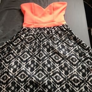 Pink, White & Black Patterned Dress Small